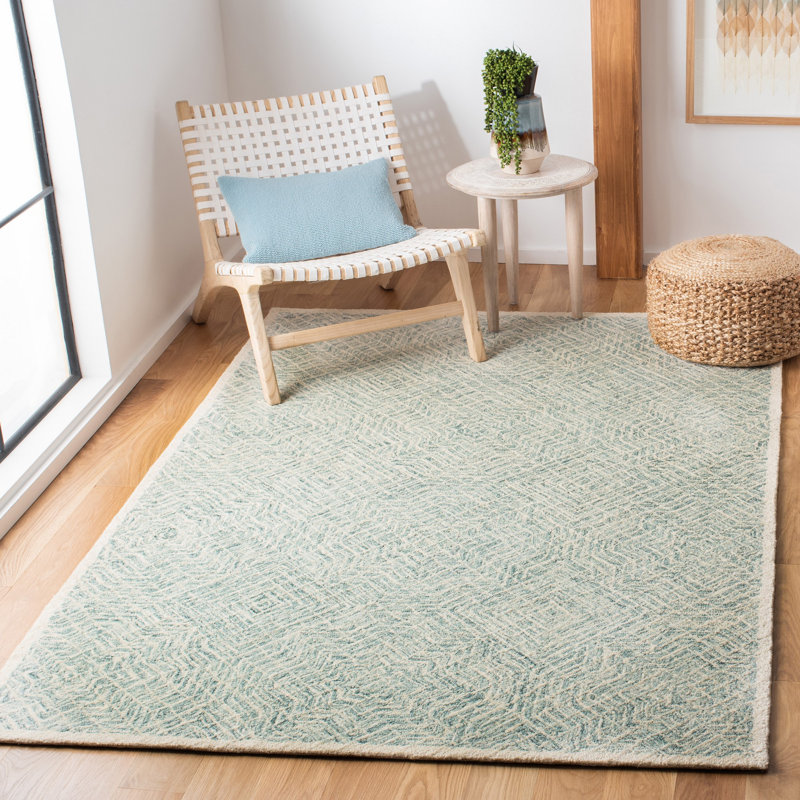 Sand & Stable Milbridge Geometric Handmade Tufted Wool Blue/Ivory Area